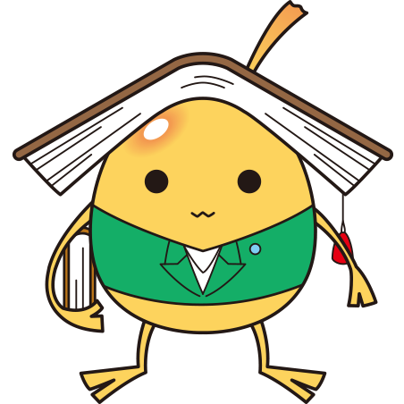 頭に本をのせたぎんまるくん